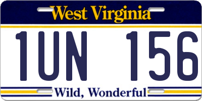 WV license plate 1UN156