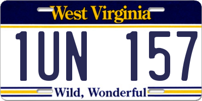 WV license plate 1UN157