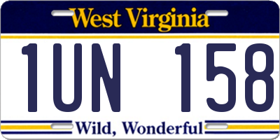 WV license plate 1UN158
