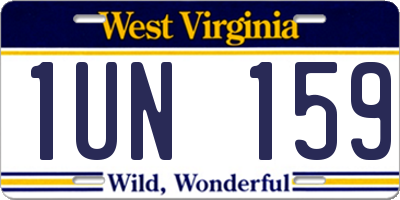 WV license plate 1UN159