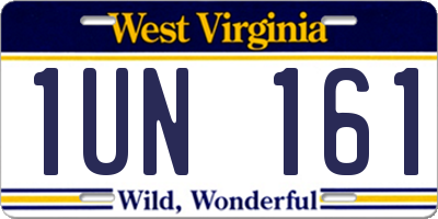 WV license plate 1UN161