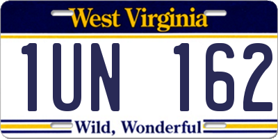 WV license plate 1UN162
