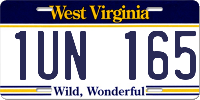 WV license plate 1UN165