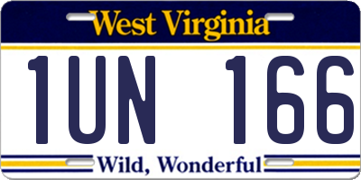 WV license plate 1UN166