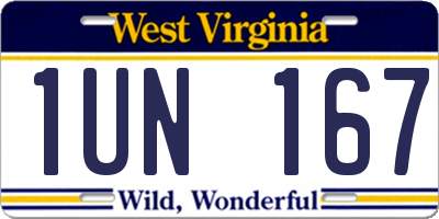 WV license plate 1UN167