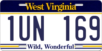 WV license plate 1UN169