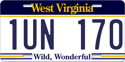WV license plate 1UN170