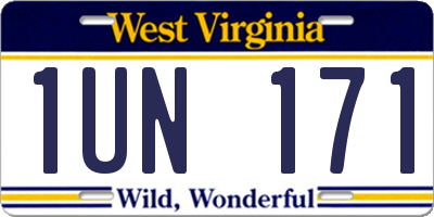 WV license plate 1UN171