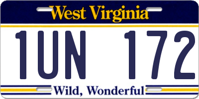 WV license plate 1UN172