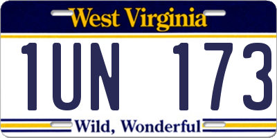 WV license plate 1UN173