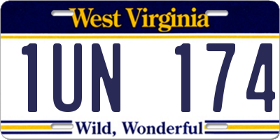 WV license plate 1UN174