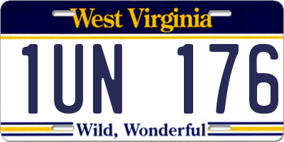 WV license plate 1UN176