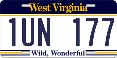 WV license plate 1UN177