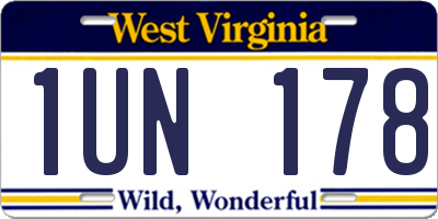 WV license plate 1UN178
