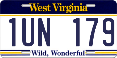 WV license plate 1UN179