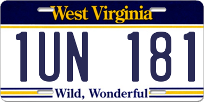 WV license plate 1UN181