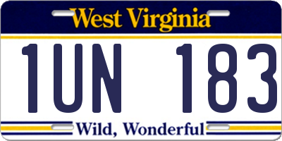 WV license plate 1UN183