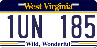 WV license plate 1UN185