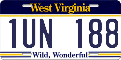 WV license plate 1UN188