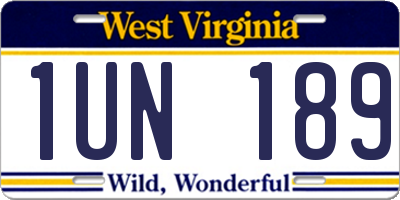 WV license plate 1UN189