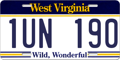 WV license plate 1UN190