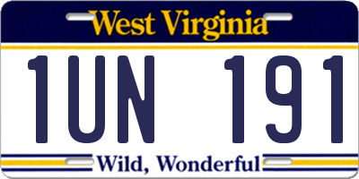 WV license plate 1UN191