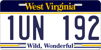 WV license plate 1UN192