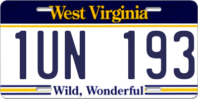 WV license plate 1UN193