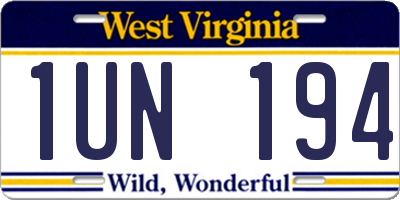 WV license plate 1UN194