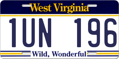 WV license plate 1UN196