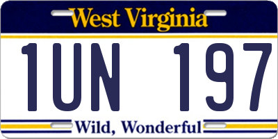 WV license plate 1UN197