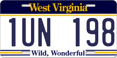 WV license plate 1UN198