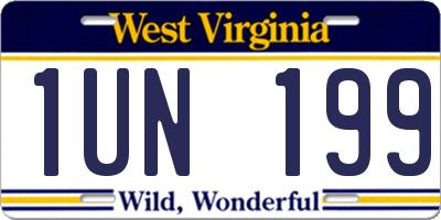 WV license plate 1UN199