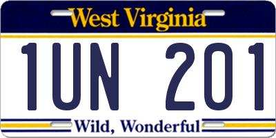 WV license plate 1UN201