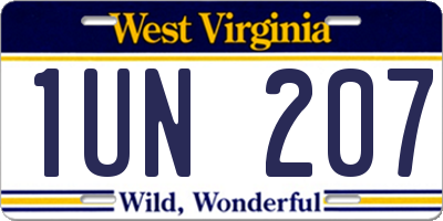 WV license plate 1UN207
