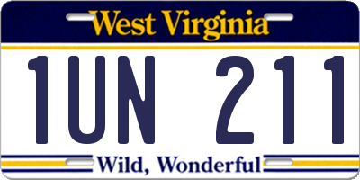 WV license plate 1UN211