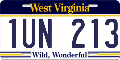 WV license plate 1UN213
