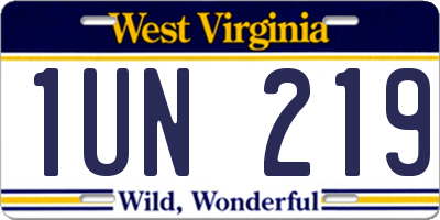 WV license plate 1UN219