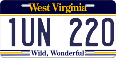 WV license plate 1UN220