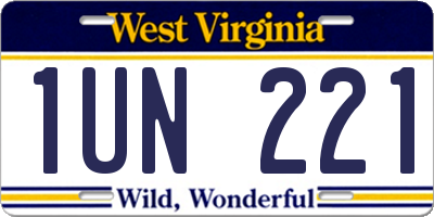WV license plate 1UN221