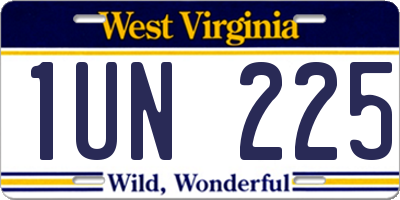 WV license plate 1UN225