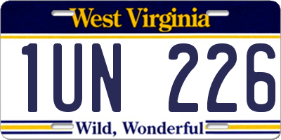 WV license plate 1UN226