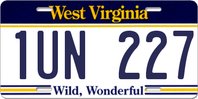 WV license plate 1UN227