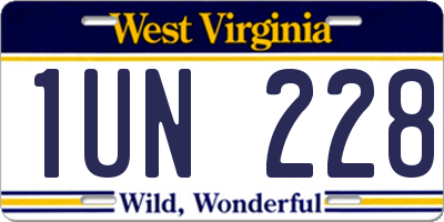WV license plate 1UN228