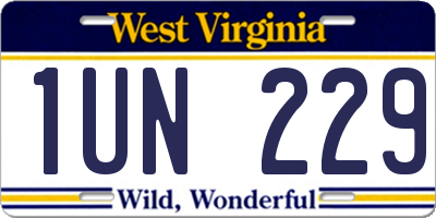 WV license plate 1UN229