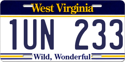 WV license plate 1UN233
