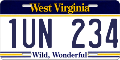WV license plate 1UN234