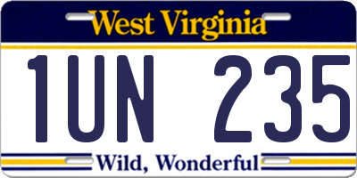 WV license plate 1UN235