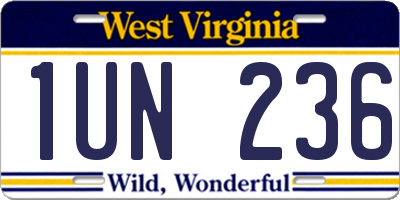 WV license plate 1UN236