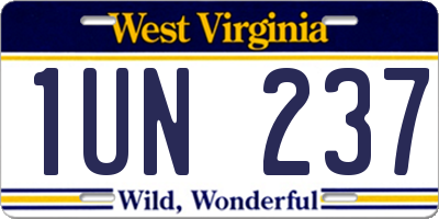 WV license plate 1UN237